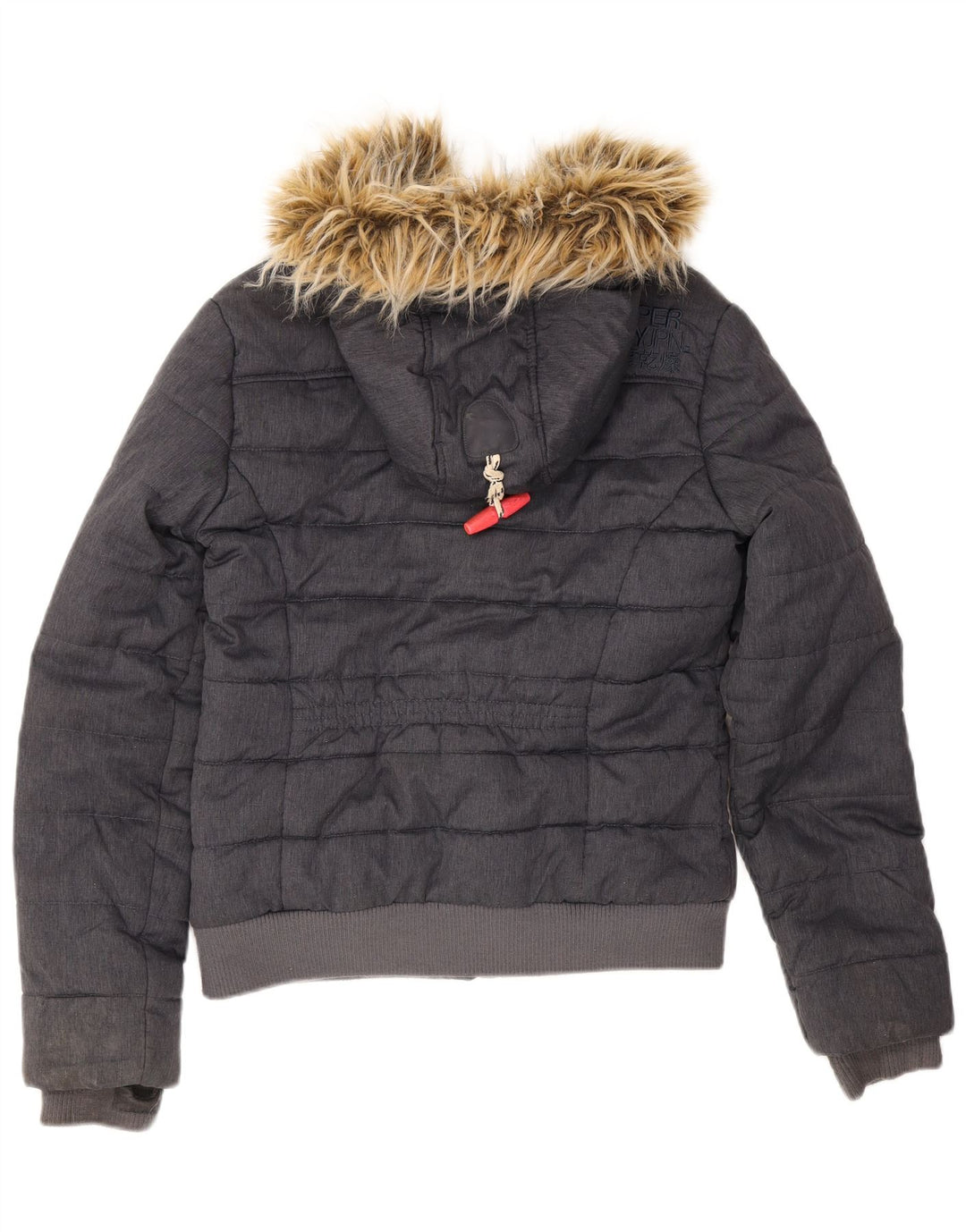 Superdry Polstret hættejakke til kvinder UK 12 Mellem marineblå polyester