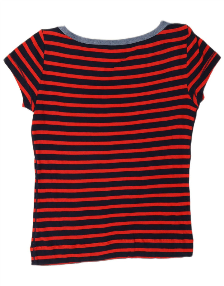 Ralph Lauren Dame T-Shirt Top UK 14 Medium Rød Stribet