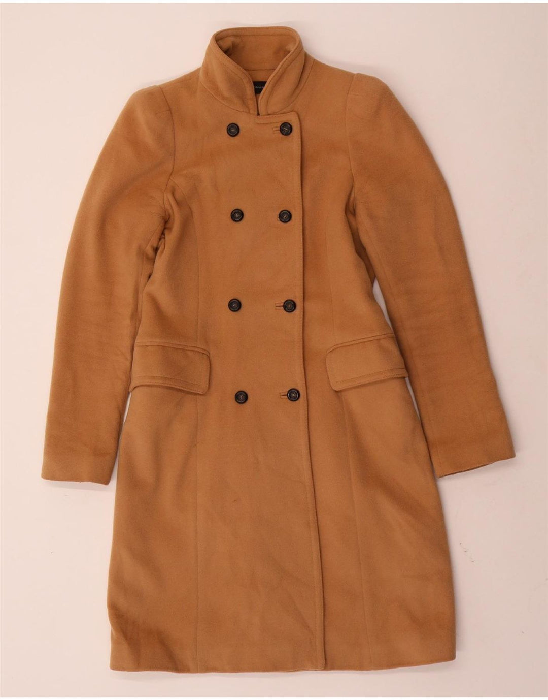 ZARA Dobbeltradet Frakke UK 12 Medium Brun Uld