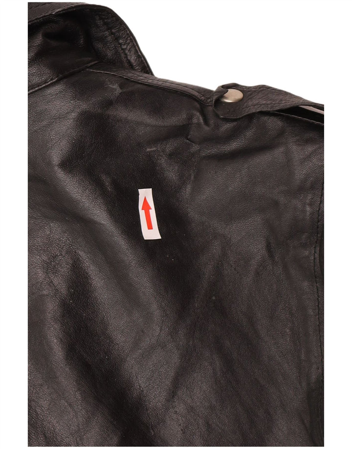 Vintage Herre Læder Biker Jacket IT 52 XL Sort