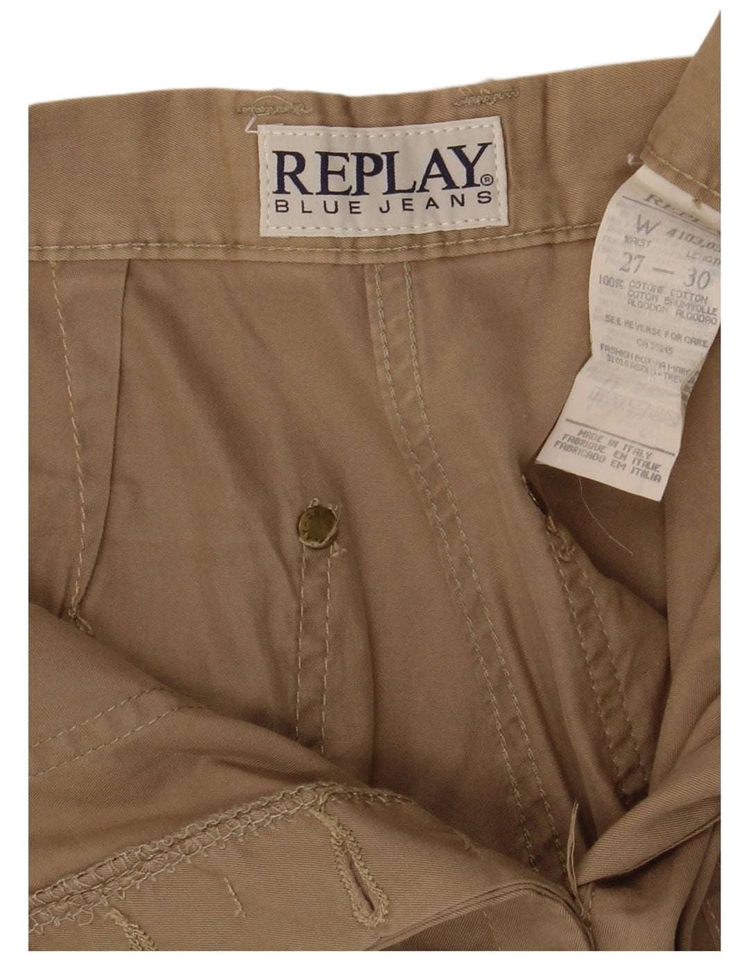 REPLAY Dame Straight Cargo Bukser W27 L30 Beige Bomuld