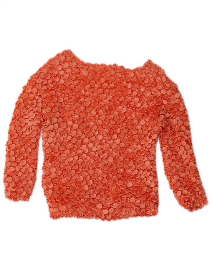 Vintage Womens Crop 3/4-ærmet bluse Top UK 10 Lille rød polyester