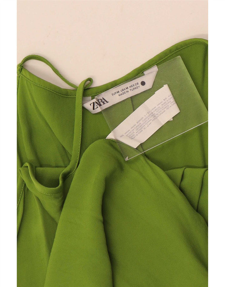 Zara Dame ærmeløs Maxikjole UK 12 Medium Green Viscose