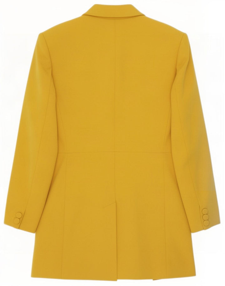 Zara Dame Longline Blazer Jacket UK 18 XL Gul Polyester