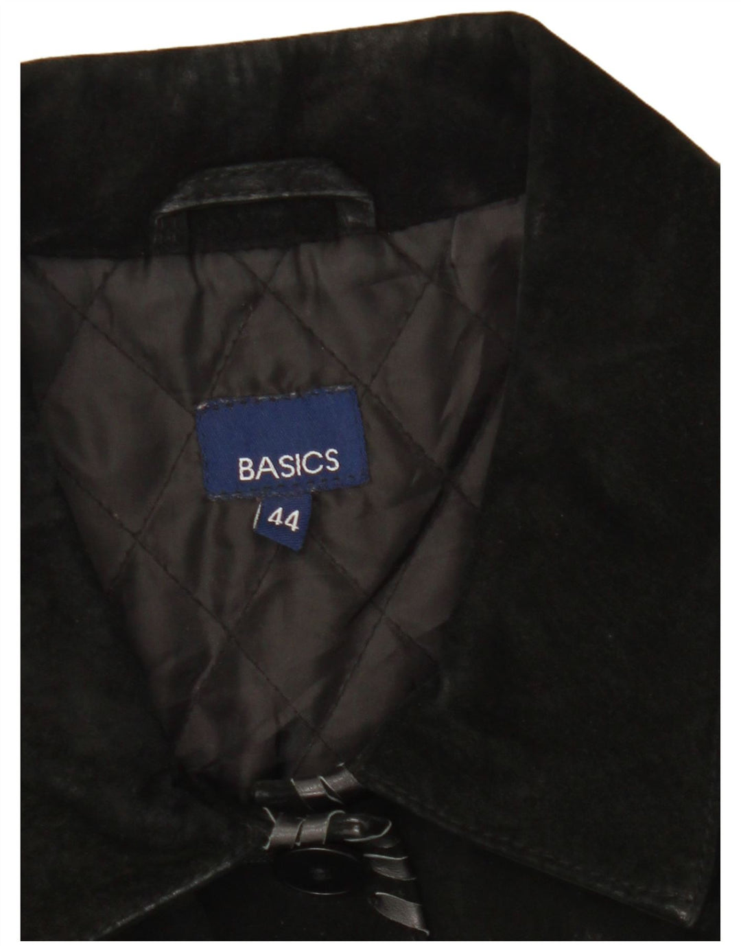 Basics Dame Ruskindsjakke UK 12 Medium Sort Læder