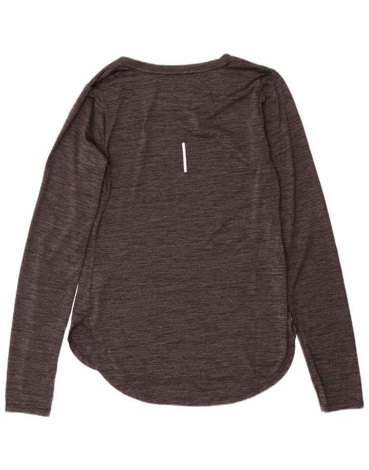 REEBOK Dame Top Langærmet UK 10 Small Grå Flecked Polyester