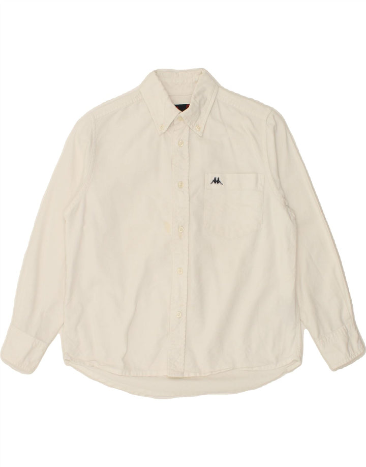 KAPPA Boys Shirt 7-8 Years Medium White Cotton Vintage Kappa and Second-Hand Kappa from Messina Hembry 