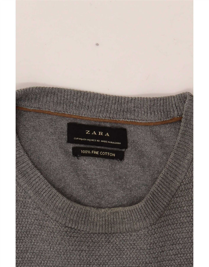 Zara Herre sweater med rund hals, mellemgrå bomuld