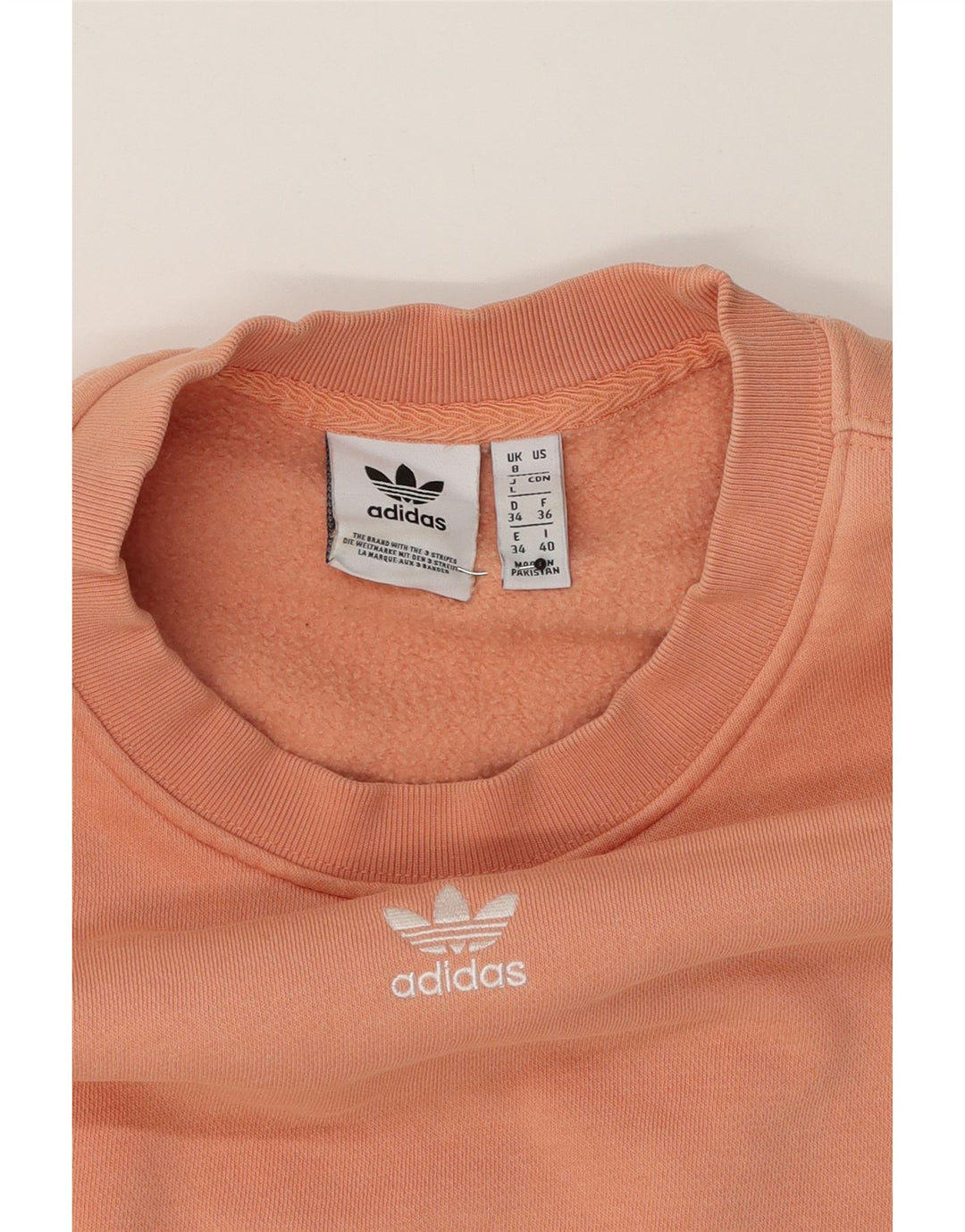 ADIDAS Womens Crop Oversized Sweatshirt Jumper UK 8 Small  Beige Cotton Vintage Adidas and Second-Hand Adidas from Messina Hembry 