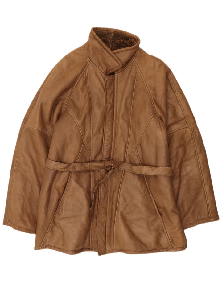 Vintage Shearling Overfrakke til mænd UK 38 Medium Brown