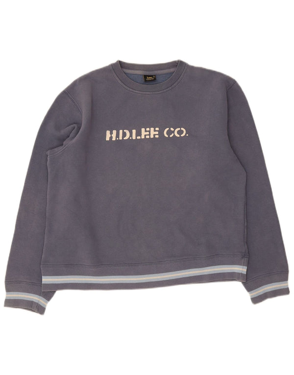 Lee Grafisk Sweatshirt Jumper UK 14 Medium Navy Blue Colourblock