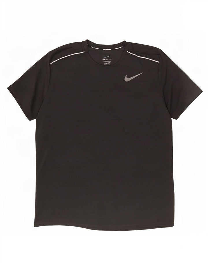 Nike Herre Dri Fit T-shirt Top Stor sort stribet polyester