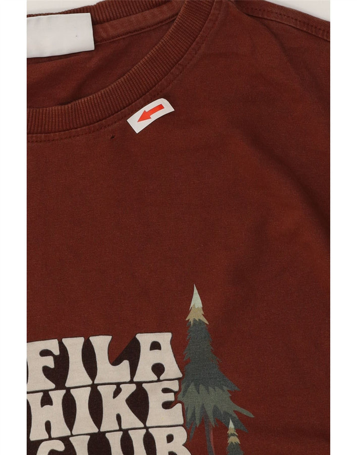 Fila Herre grafisk T-shirt top XL brun bomuld
