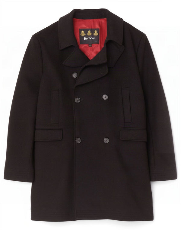 Barbour Mens Double Breasted Coat UK 44 2XL Black Wool