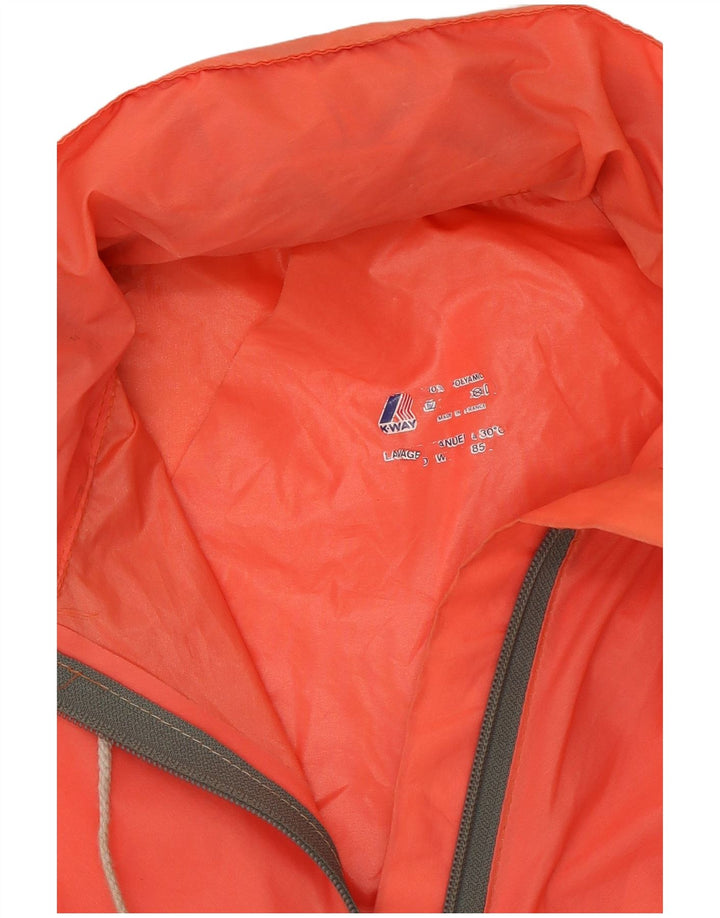 K-Way Dame Hætte Regnjakke UK 16 Large Orange