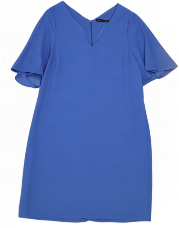 Marks & Spencer Womens Shift Dress UK 16 Large Blue Polyester