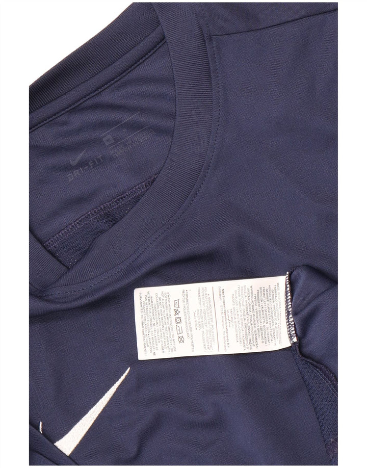 Nike Herre Dri Fit T-shirt Top Medium Marineblå Polyester