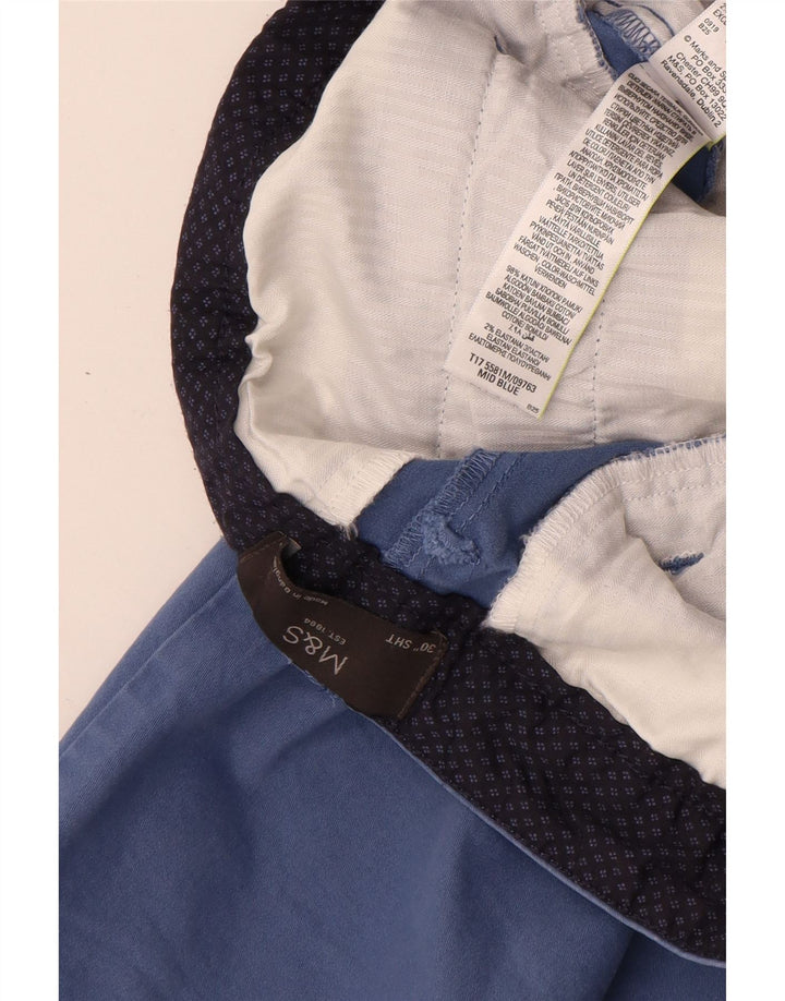 MARKS & SPENCER Chino-shorts til mænd W30 Mellemblå bomuld