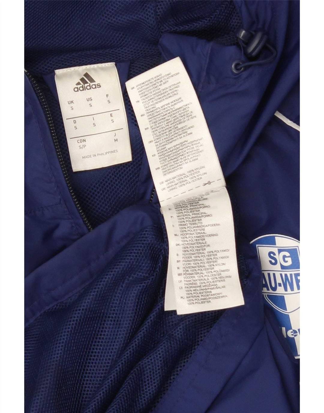 Adidas Herre grafisk regnjakke med hætte UK 36 Lille blå nylon