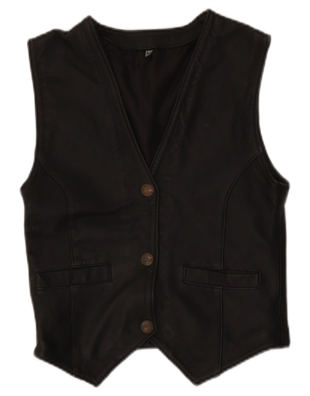 Vintage lædervest til kvinder UK 12 Medium Black