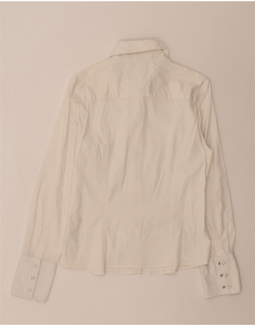 TOMMY HILFIGER Womens Shirt US 6 Medium White Cotton Vintage Tommy Hilfiger and Second-Hand Tommy Hilfiger from Messina Hembry 