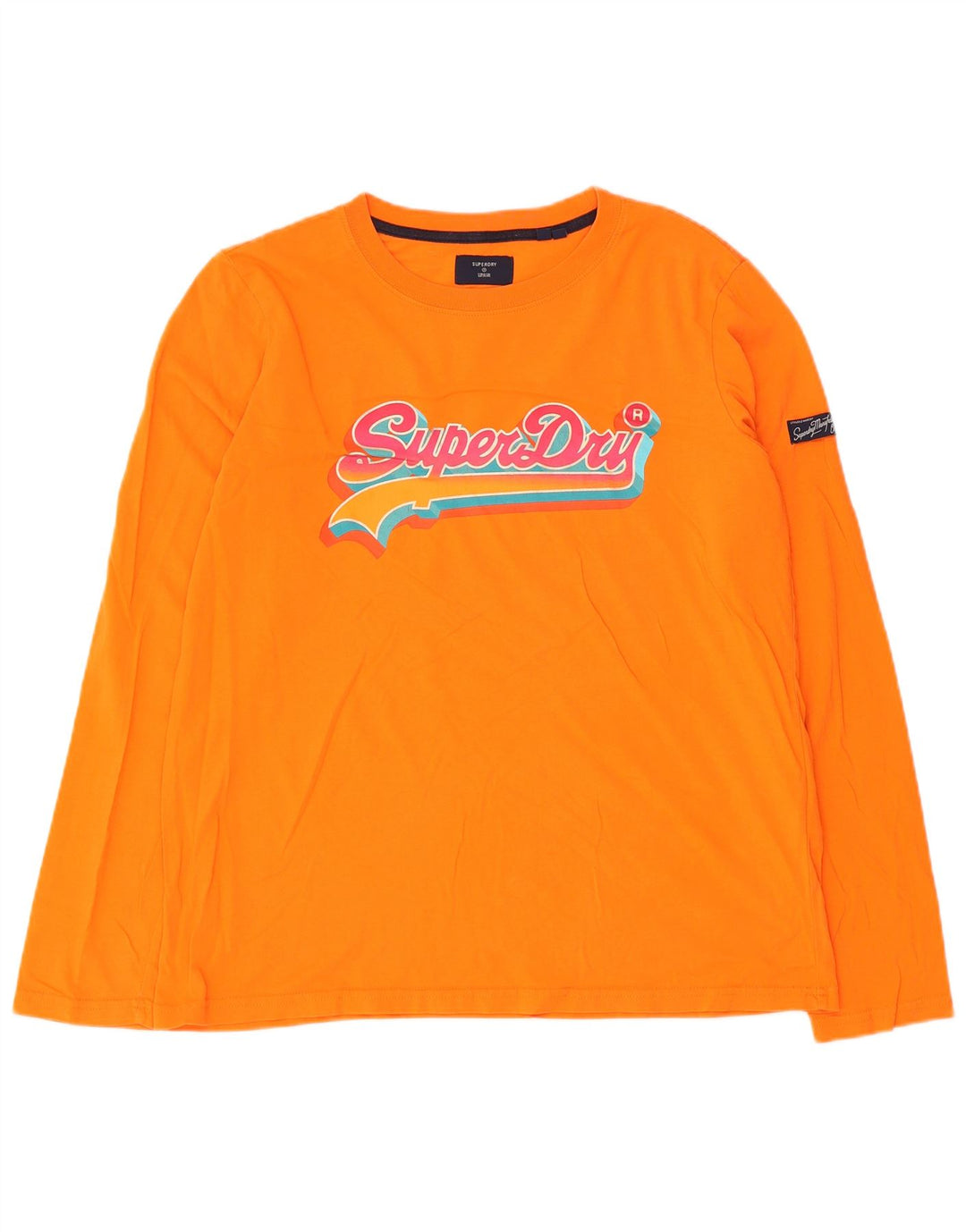 Superdry Dame Grafisk Top Langærmet UK 12 Medium Orange Bomuld