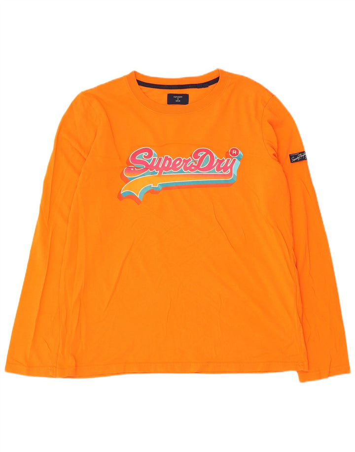 Superdry Dame Grafisk Top Langærmet UK 12 Medium Orange Bomuld