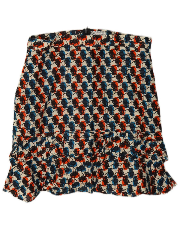 Vintage Womens Abstract Pattern Ruffle Skirt XL W32 Multicoloured