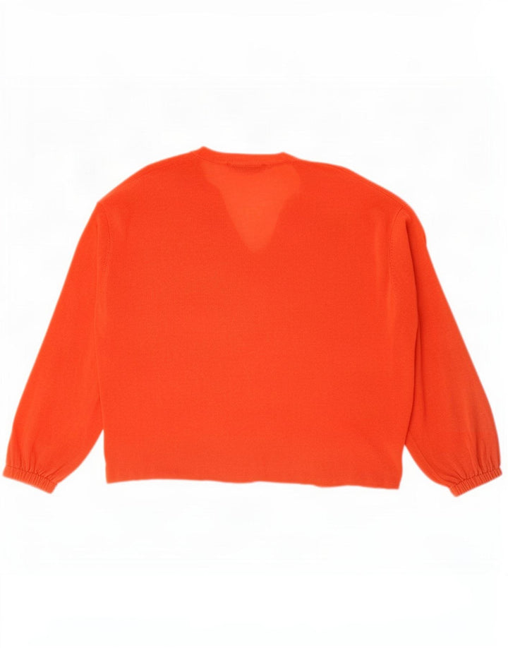 Zara Dame Oversized V-hals sweater UK 16 Large Orange