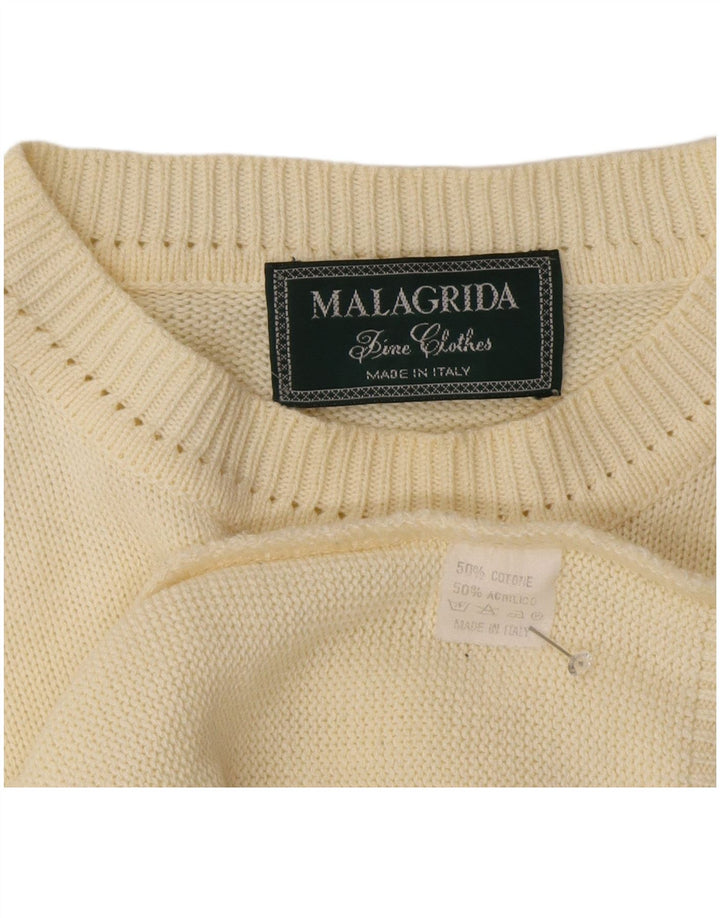 Malagrida Herre grafisk rund hals sweater XL Beige bomuld