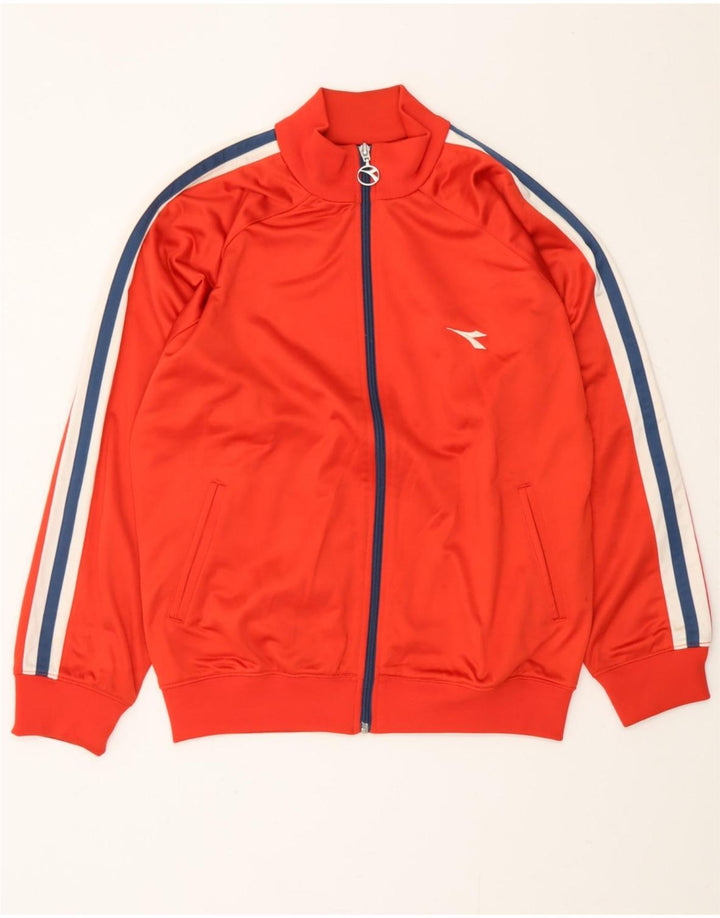 DIADORA Boys Tracksuit Top Jacket 12-13 Years Red Colourblock Polyester Vintage Diadora and Second-Hand Diadora from Messina Hembry 