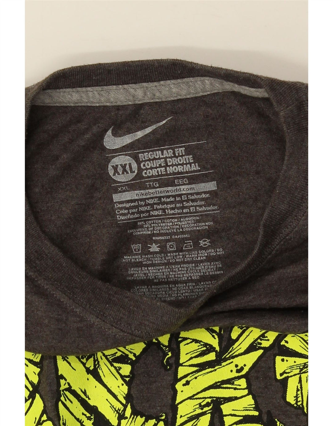 NIKE Herre Regular Fit Grafisk T-shirt Top 2XL Grå Bomuld