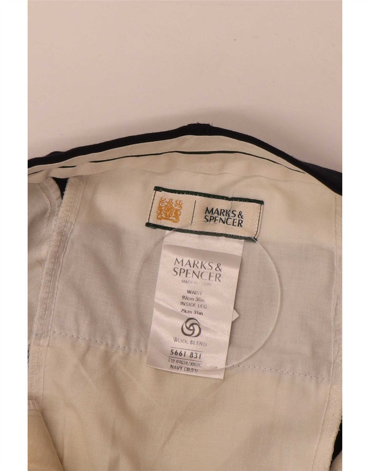 Marks & Spencer Herre Pegged Suit Bukser W38 L31 Marineblå Polyester