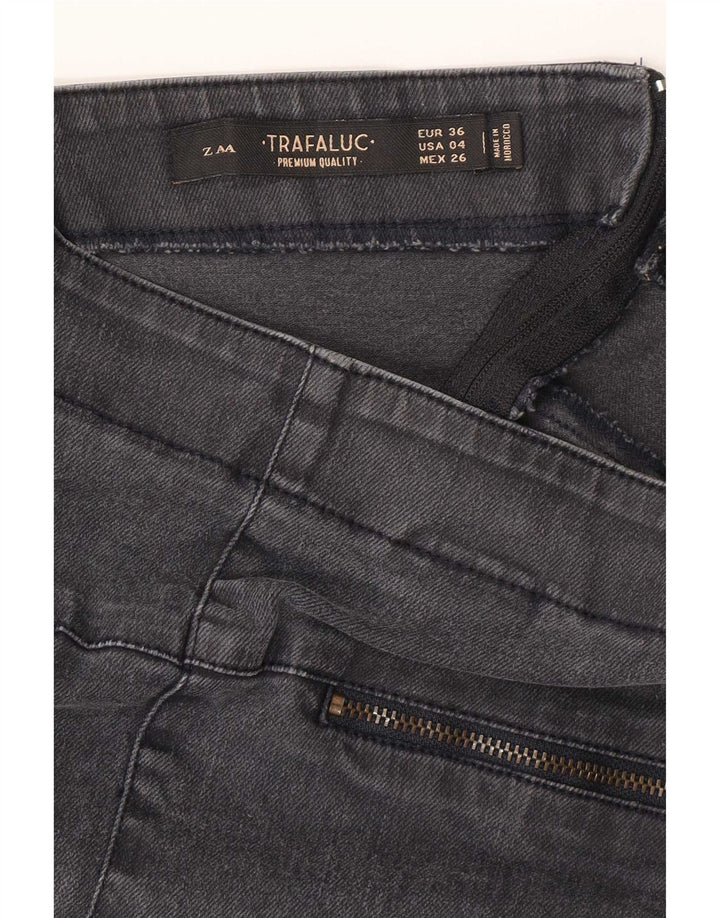 Zara Dame Mini Denim Nederdel EU 36 XS W26 Grå