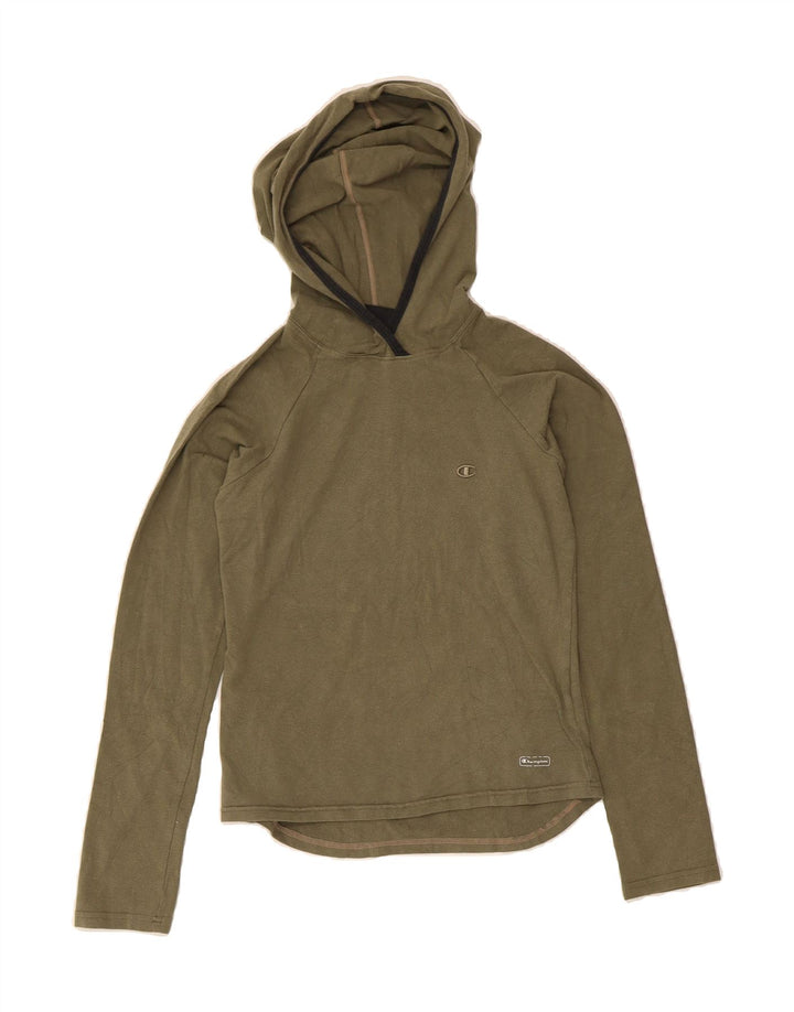 CHAMPION Boys Hoodie Jumper 9-10 Years Medium  Khaki Cotton Vintage Champion and Second-Hand Champion from Messina Hembry 