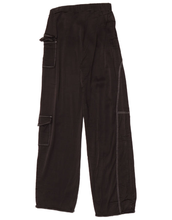 Zara Womens Wide Leg Cargo Trousers Small W26 L27 Black Viscose