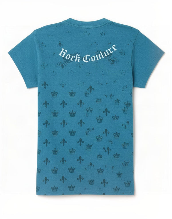 Hard Rock Cafe Dame München Grafisk T-Shirt Top UK 10 Small Blue Cotton