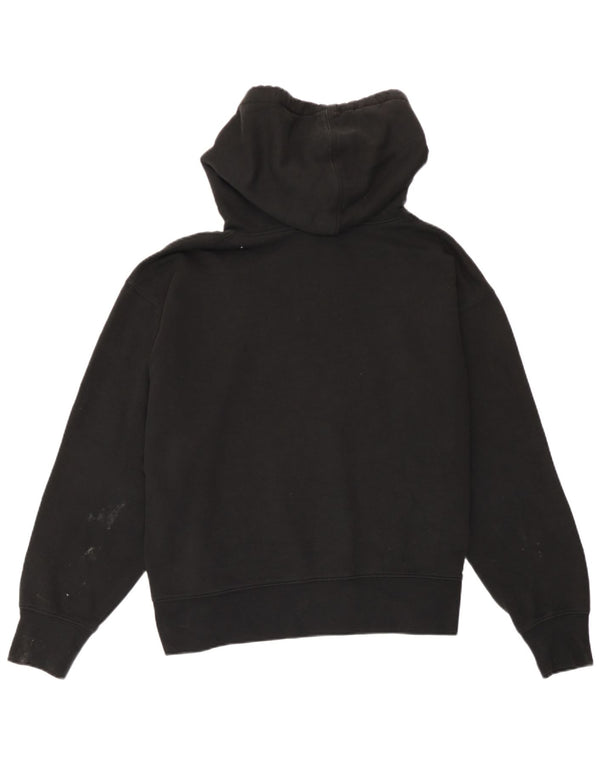 Zara Dame Oversized Hoodie Jumper UK 14 Medium Sort Bomuld