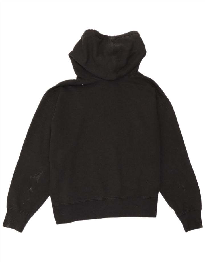 Zara Dame Oversized Hoodie Jumper UK 14 Medium Sort Bomuld
