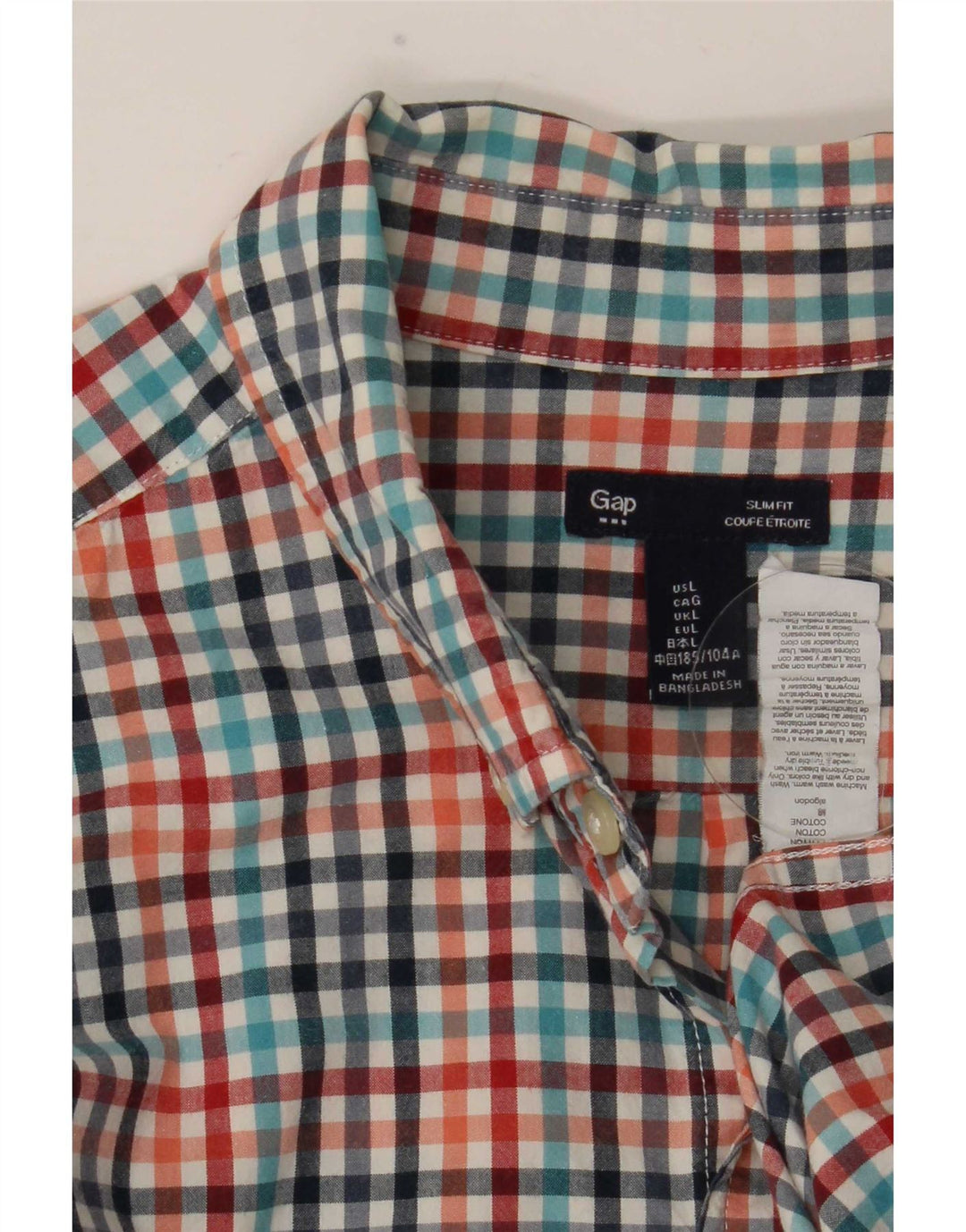 Gap Herre Slim Fit Skjorte Stor flerfarvet Gingham Bomuld