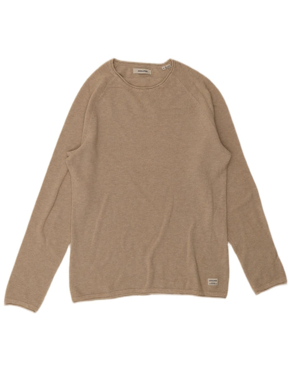 Jack & Jones Herre Boat Neck Jumper Sweater Small Beige