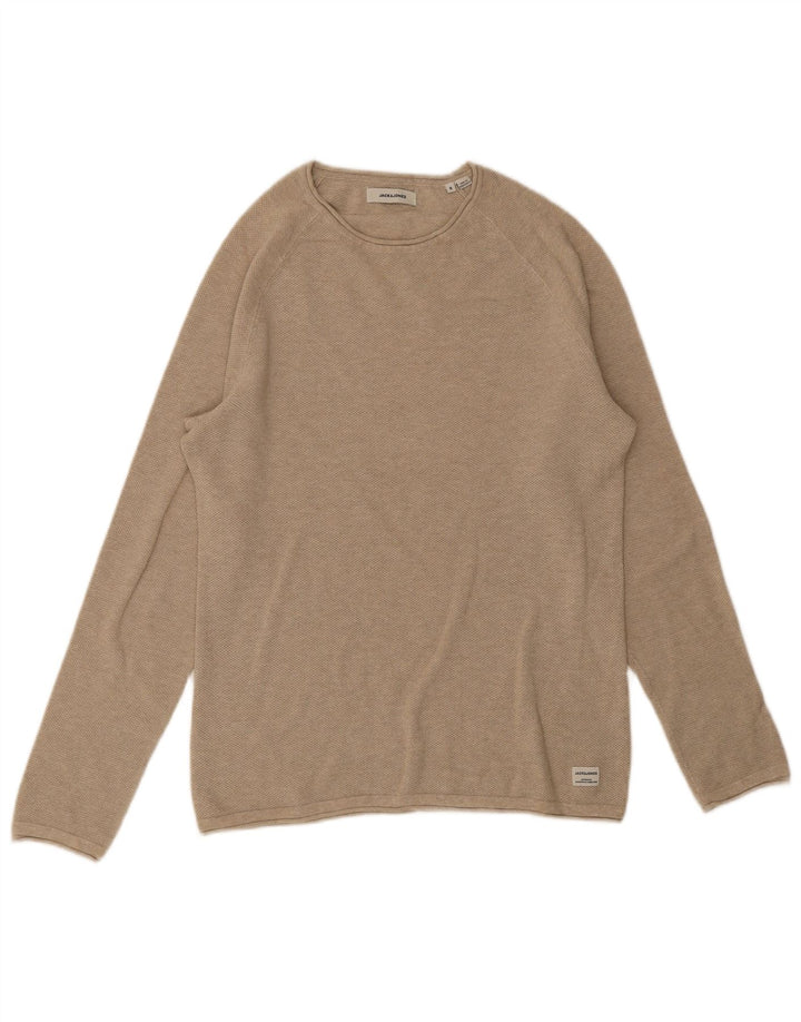 Jack & Jones Herre Boat Neck Jumper Sweater Small Beige