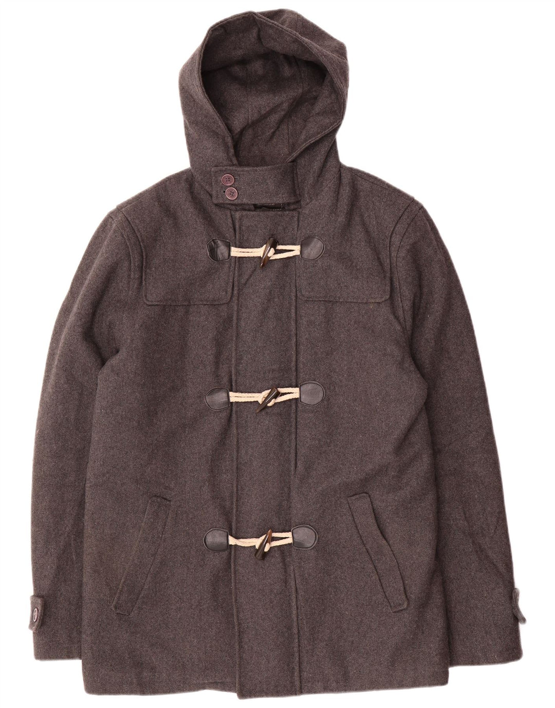 Vintage Herre Hooded Duffel Coat UK 44 2XL Grå