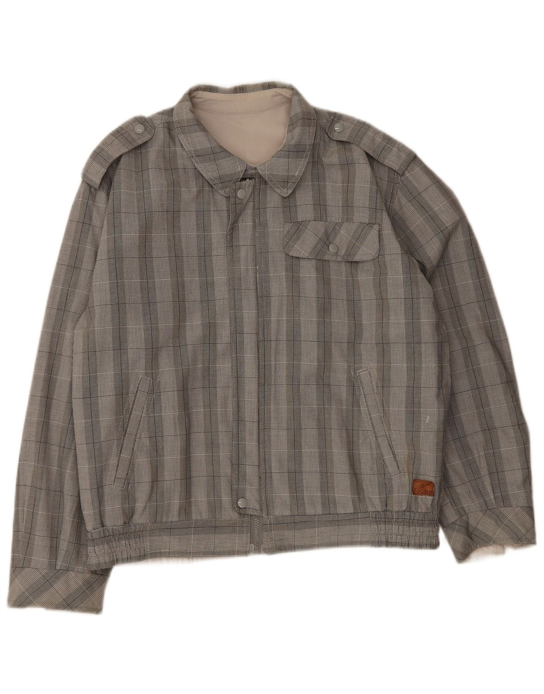 Faciba Herre Military Bomber Jacket UK 38 Medium Grey Check