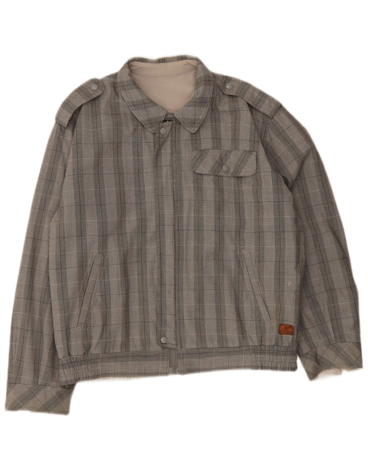 Faciba Herre Military Bomber Jacket UK 38 Medium Grey Check