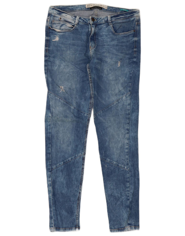 Zara Dame Trafaluc Acid Wash Skinny Jeans EU 42 Large W32 L30 Blå