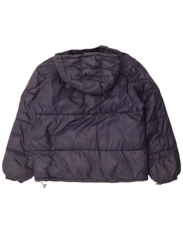 Zara Herre hættepolstret jakke UK 42 XL marineblå nylon
