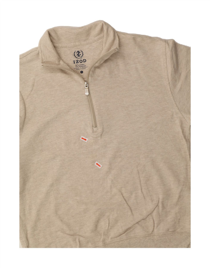 IZOD Mens Zip Neck Jumper Sweater Small Beige Cotton Vintage Izod and Second-Hand Izod from Messina Hembry 