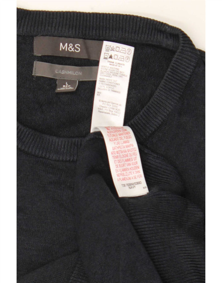 Marks & Spencer Herre sweater med rund hals, stor marineblå akryl