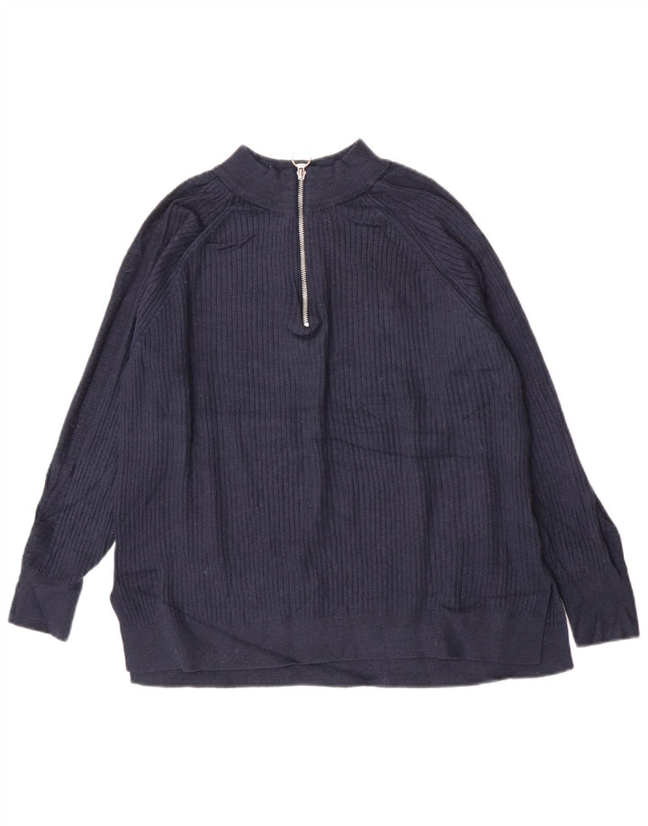 Marks & Spencer Dame sweater med lynlås-hals UK 16 Large Navy Blue